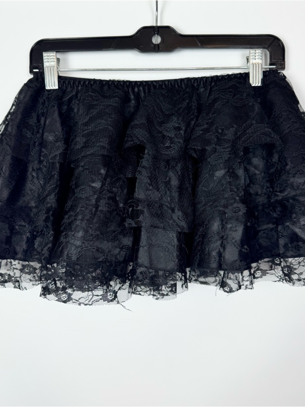 Black Lace Layered Mini Skirt - Women